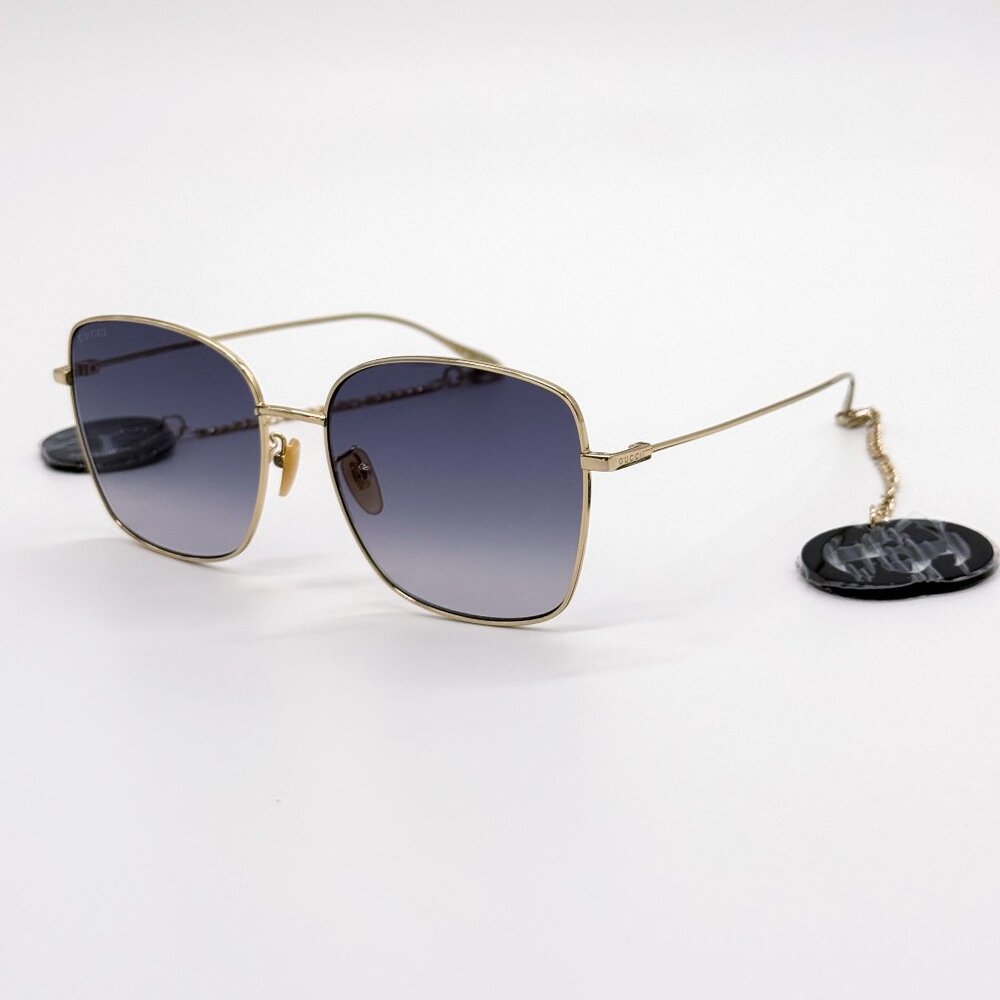 NEW GUCCI SUNGLASSES GG1030SK 001 GOLD WOMEN EYEWEAR GUCCI PLUS EARRINGS